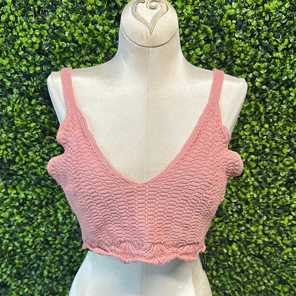 Pink Summer Crop Top Trendy Women's Top Double Zero Lovely Large